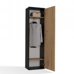 Duo Wardrobe with Mirror - Anthracite & Artisan Oak - Image 4