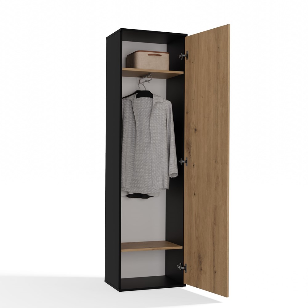 1 Duo Wardrobe with Mirror - Anthracite & Artisan Oak - Image 4