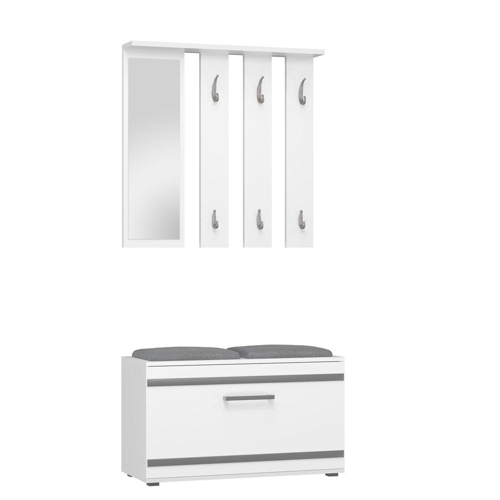 20-st Opal Hallway Set with Mirror & Seating - White - Image 1