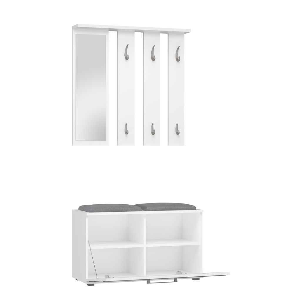 20-st-open Opal Hallway Set with Mirror & Seating - White - Image 2