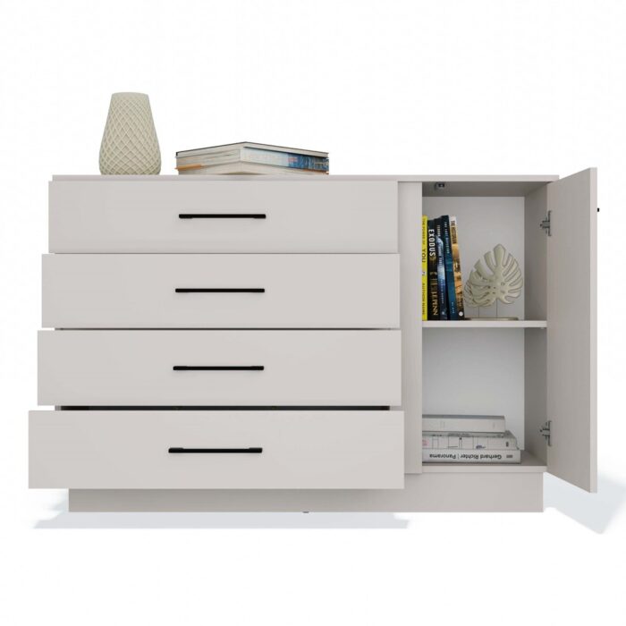 Amber Storage Cabinet with 1 Door & 4 Drawers – Beige - Image 8