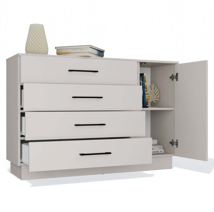 Amber Storage Cabinet with 1 Door & 4 Drawers – Beige - Image 9