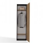 Duo Wardrobe with Mirror - Anthracite & Artisan Oak - Image 5