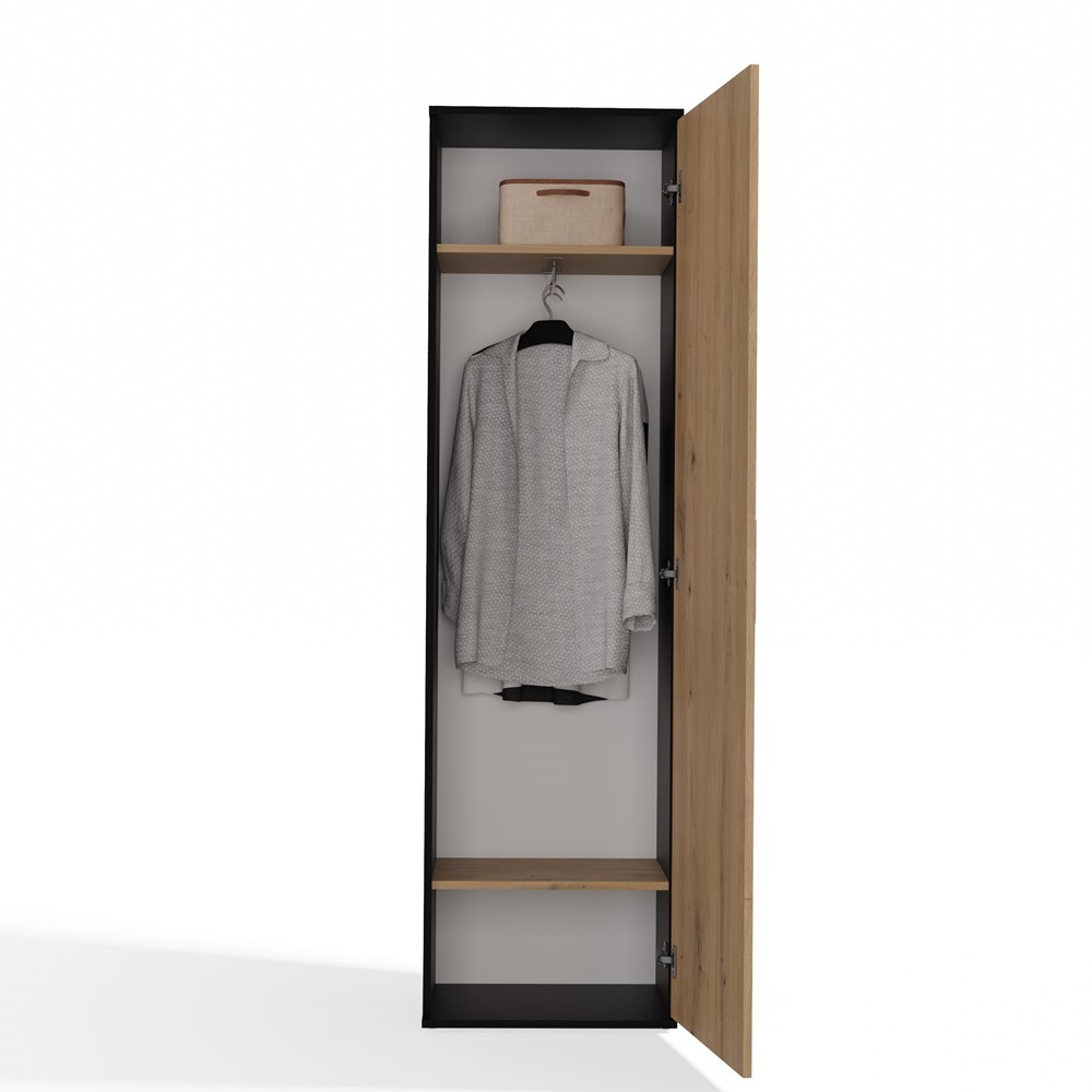 3 Duo Wardrobe with Mirror - Anthracite & Artisan Oak - Image 5