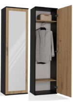 Duo Wardrobe with Mirror - Anthracite & Artisan Oak