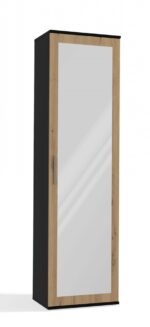 Duo Wardrobe with Mirror - Anthracite & Artisan Oak - Image 2