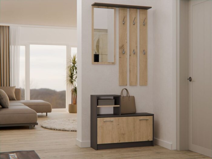 Cedar Anthracite Oak Wardrobe - Image 3