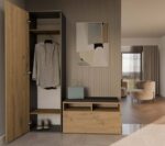 Duo Wardrobe with Mirror - Anthracite & Artisan Oak - Image 7