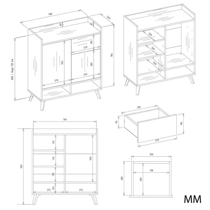 Colin White Cabinet with Drawer & Doors - Image 5
