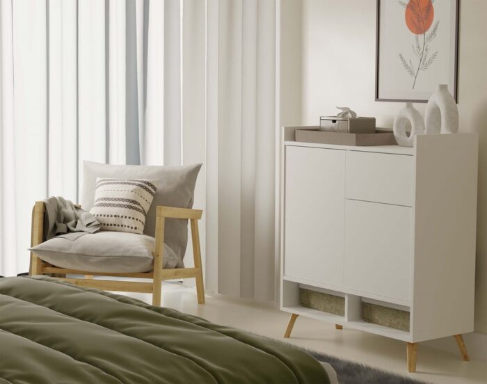 Colin White Cabinet with Drawer & Doors - Image 2