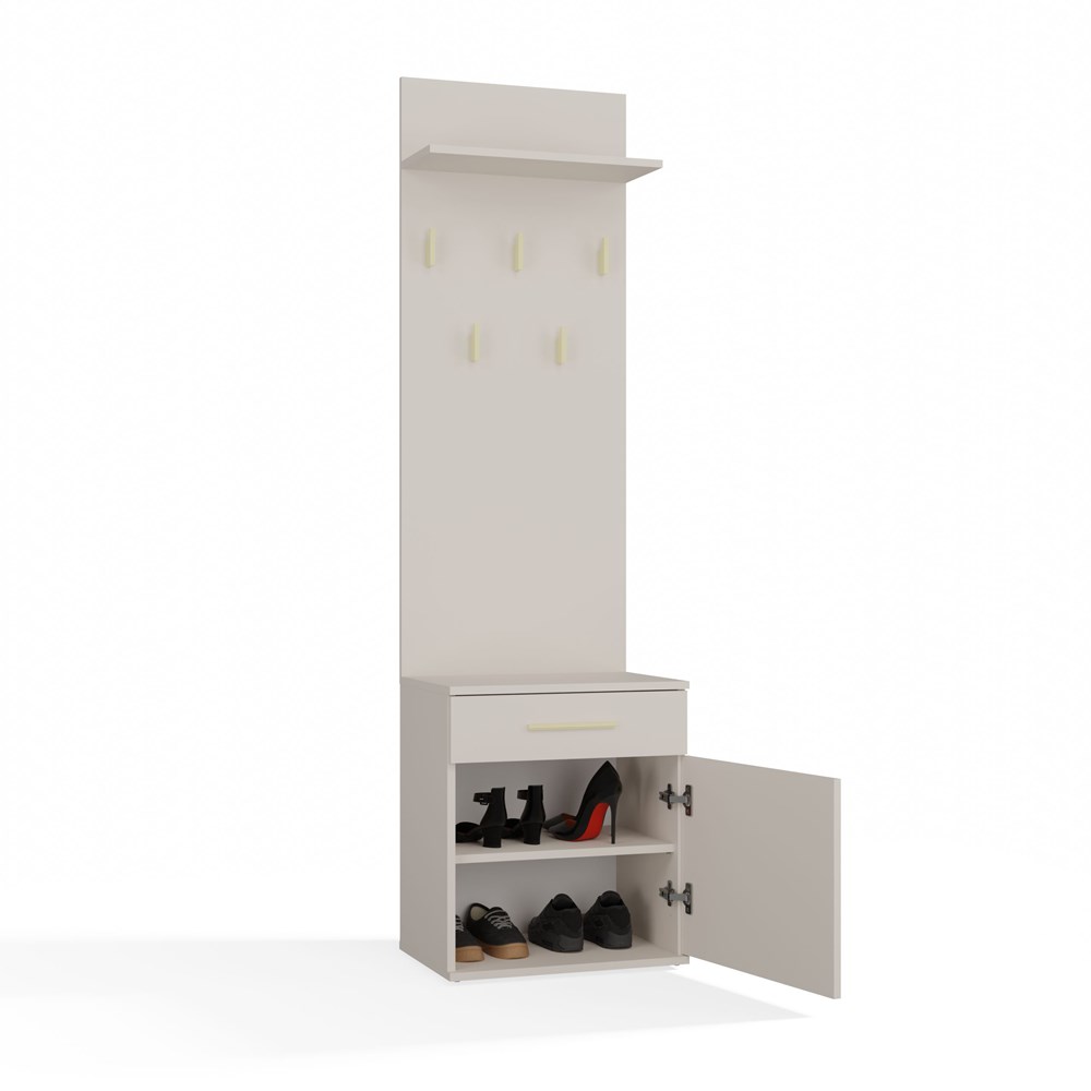 Duowieszakbrylka7 Duo Hallway Set - Shoe Cabinet & Coat Rack - Cashmere - Image 2