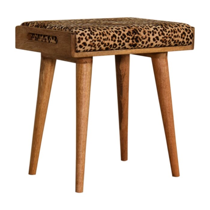 Leopard Velvet Tray Style Footstool - Image 1