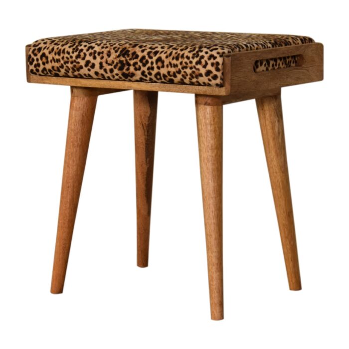 Leopard Velvet Tray Style Footstool - Image 2