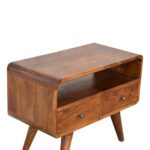 Mini Chestnut Curved Media Unit with 2 Drawers - Image 5