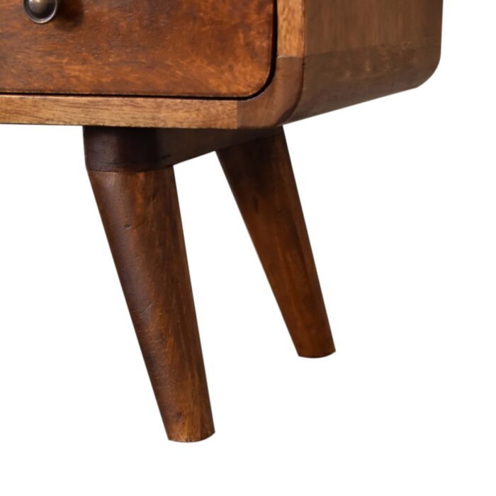 Mini Chestnut Curved Media Unit with 2 Drawers - Image 7