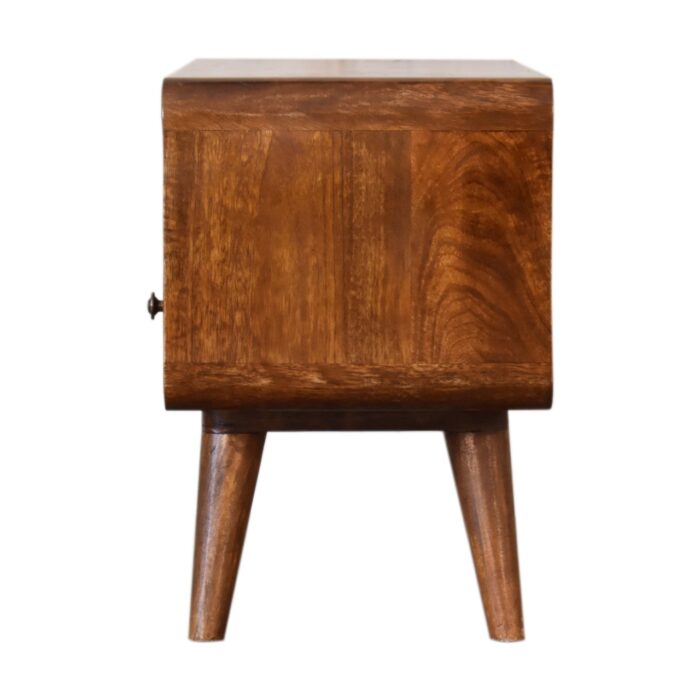 Mini Chestnut Curved Media Unit with 2 Drawers - Image 8