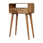 Mini Curved Oak-ish Console Table - Image 3