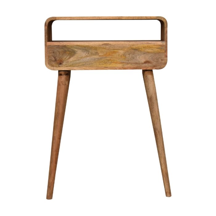 Mini Curved Oak-ish Console Table - Image 9