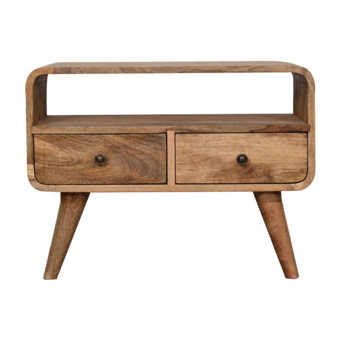 Mini Curved Oak-ish Media Unit - Image 1