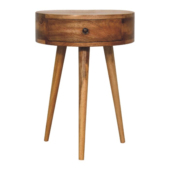 Mini Oak-ish Circular Shape Bedside - Image 1