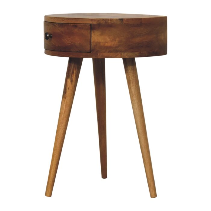Mini Oak-ish Circular Shape Bedside - Image 2