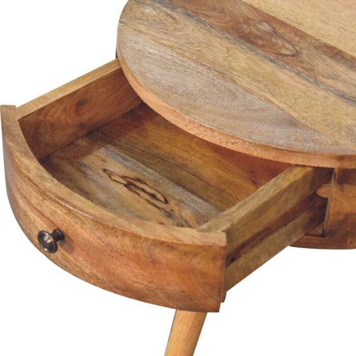 Mini Oak-ish Circular Shape Bedside - Image 5