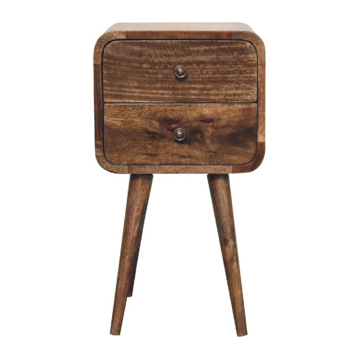 Mini Curved Grey Washed Bedside - Image 1