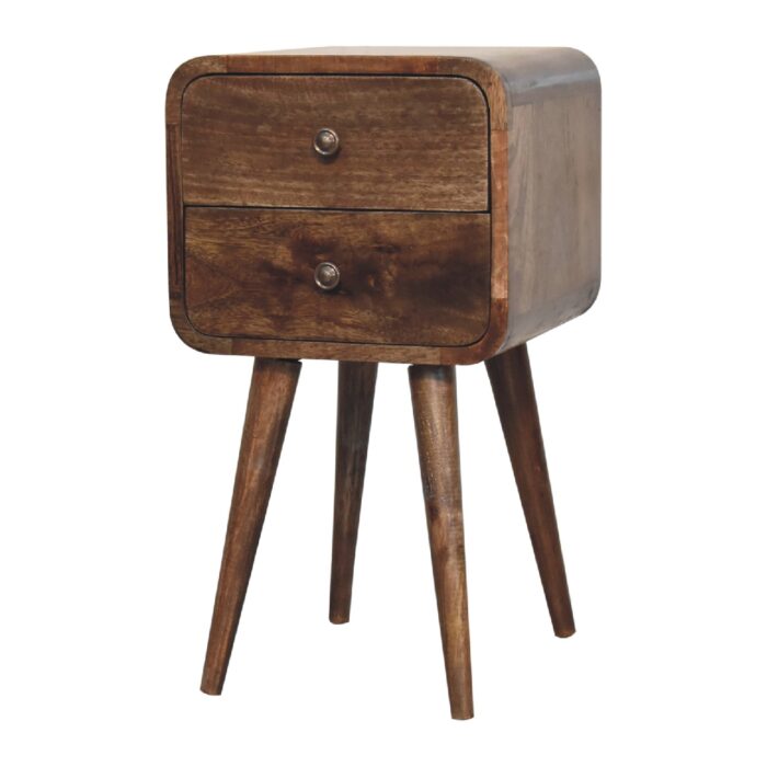 Mini Curved Grey Washed Bedside - Image 2