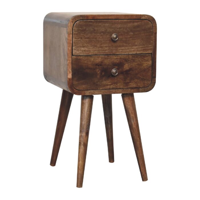 Mini Curved Grey Washed Bedside - Image 3