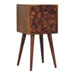 Mini Chestnut Cube 2 Drawer Bedside - Image 3