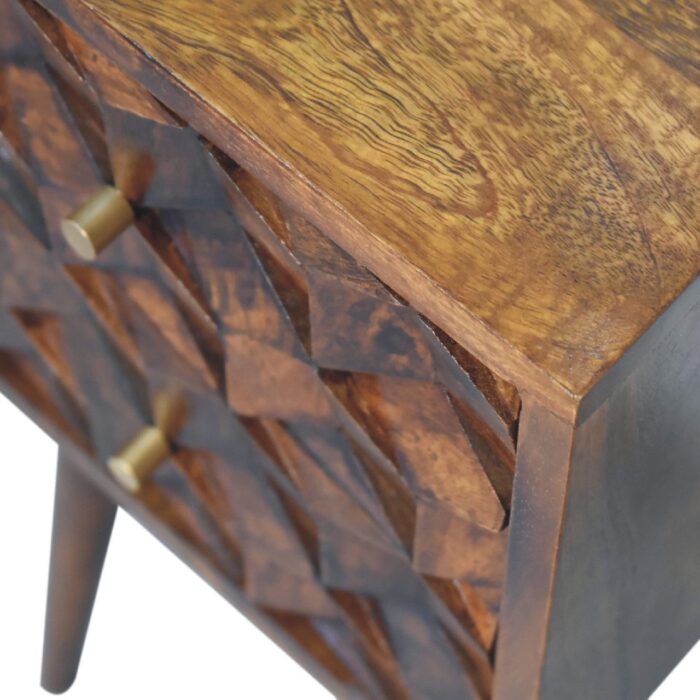 Mini Chestnut Cube 2 Drawer Bedside - Image 4