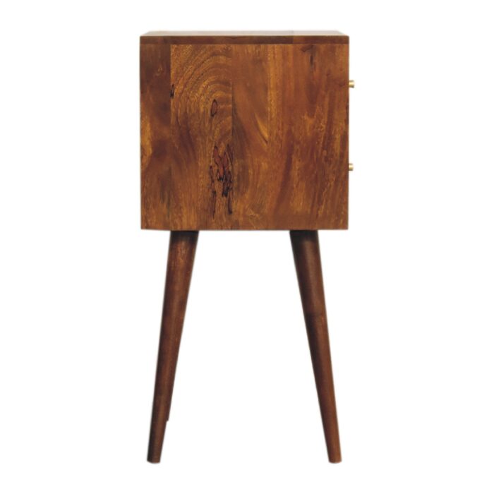 Mini Chestnut Cube 2 Drawer Bedside - Image 7