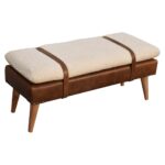 Bouclé Buffalo Hide Leather Bench - Image 4