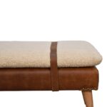 Bouclé Buffalo Hide Leather Bench - Image 5
