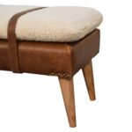Bouclé Buffalo Hide Leather Bench - Image 6
