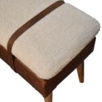 Bouclé Buffalo Hide Leather Bench - Image 7