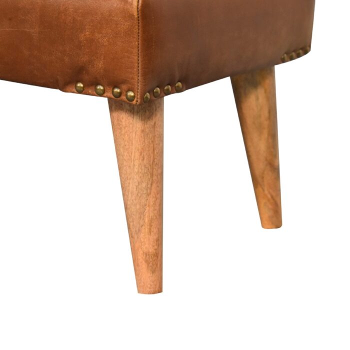 Bouclé Buffalo Hide Leather Bench - Image 8