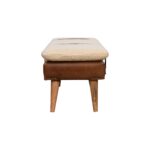 Bouclé Buffalo Hide Leather Bench - Image 9