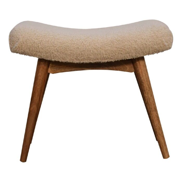 Boucle Cream Curved Bench - Image 1