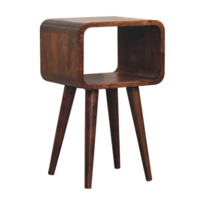 Mini Chestnut Curved Open Bedside - Image 2