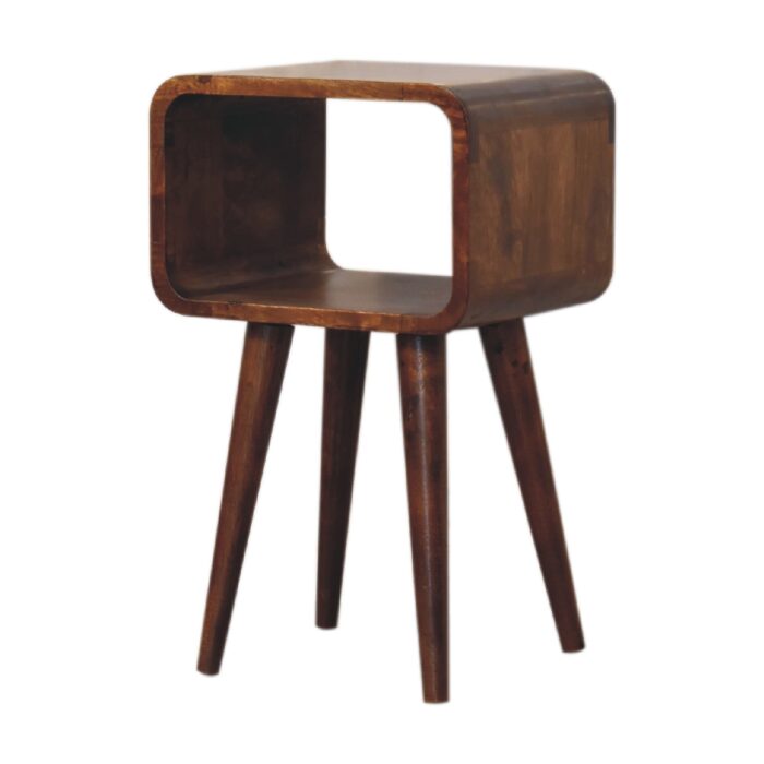 Mini Chestnut Curved Open Bedside - Image 3