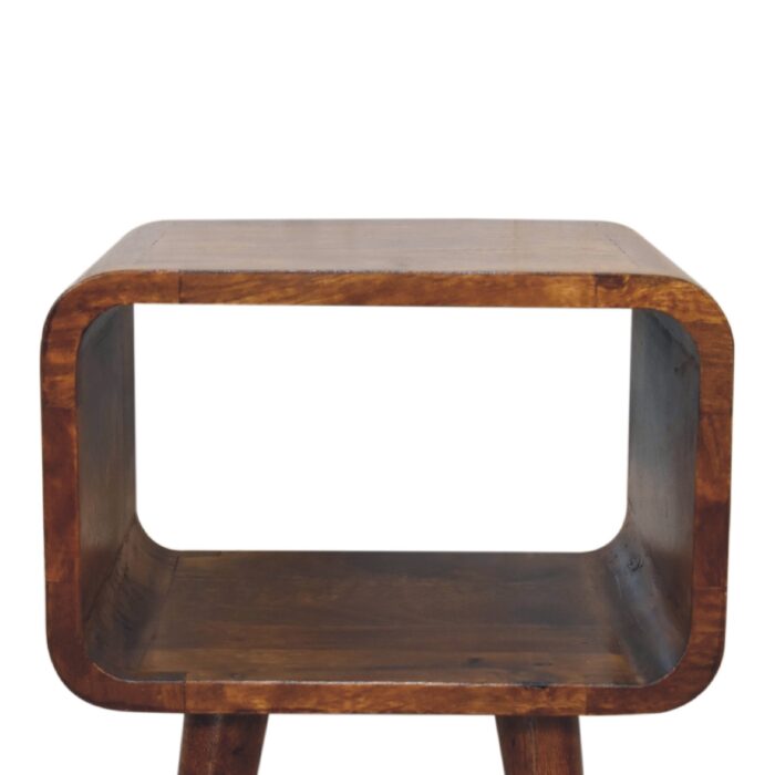Mini Chestnut Curved Open Bedside - Image 4