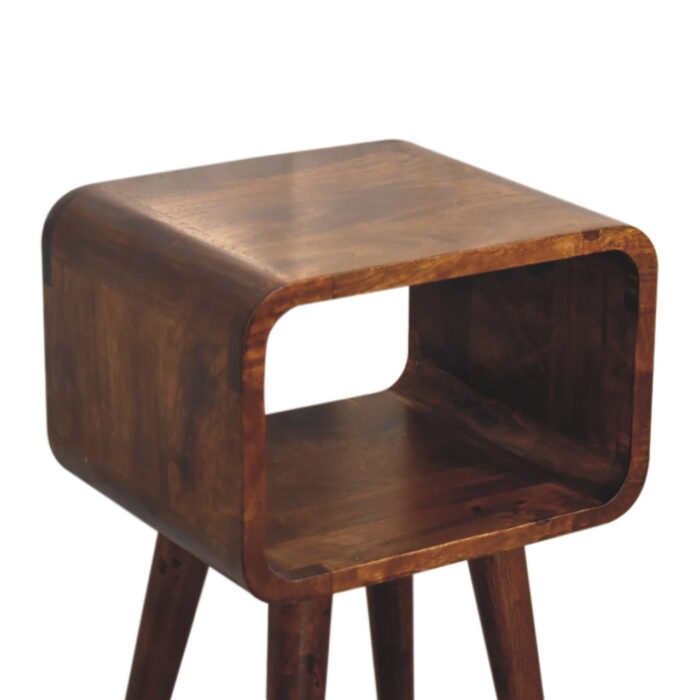 Mini Chestnut Curved Open Bedside - Image 5