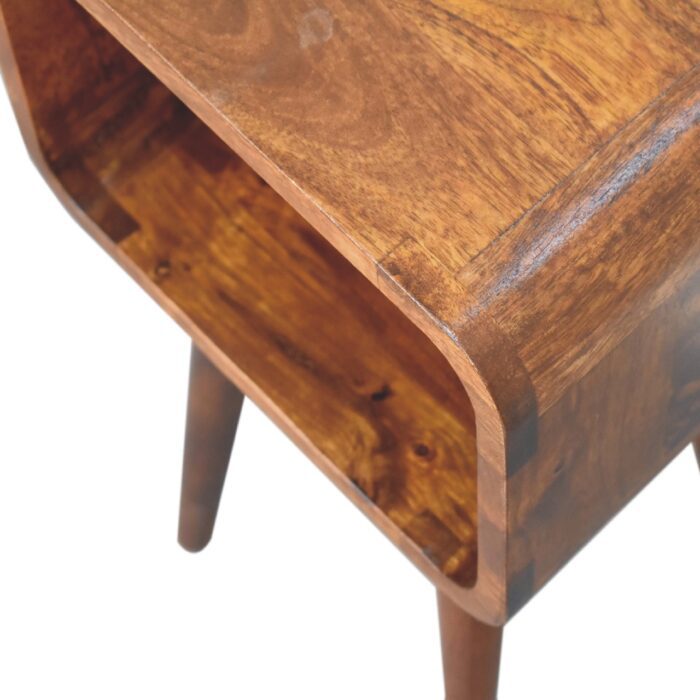 Mini Chestnut Curved Open Bedside - Image 6