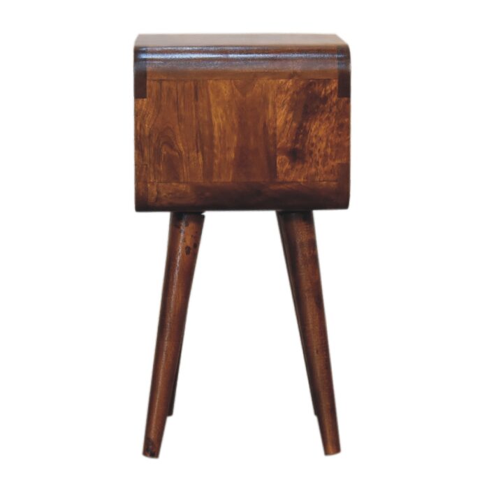 Mini Chestnut Curved Open Bedside - Image 7