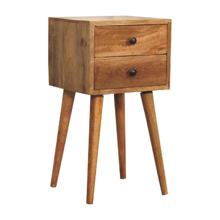 Mini 2 Drawer Oak-ish Bedside - Image 3