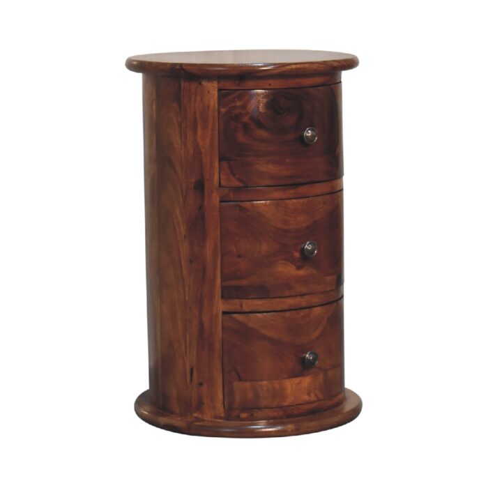 3 Drawer Chestnut Sheesham Drum - Image 1