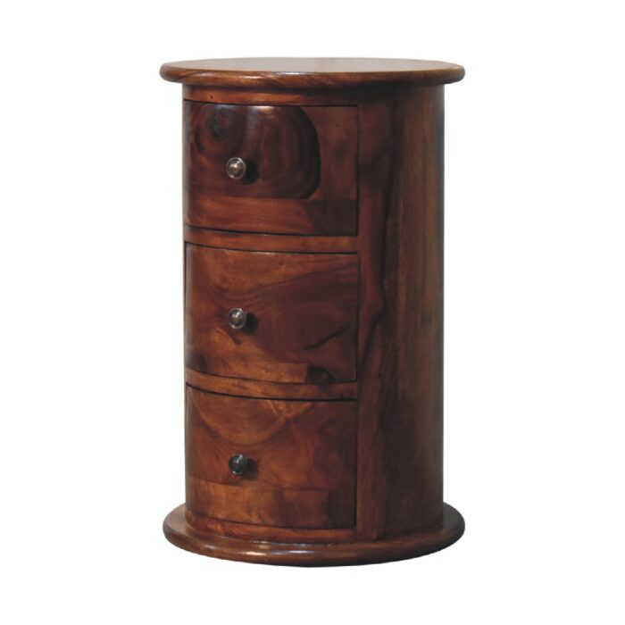 3 Drawer Chestnut Sheesham Drum - Image 2