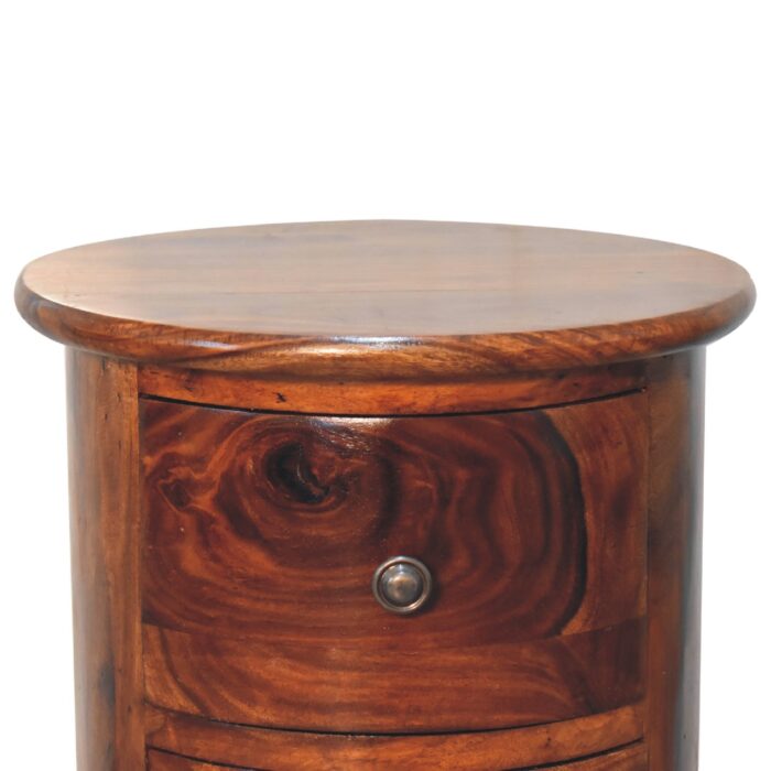 3 Drawer Chestnut Sheesham Drum - Image 3