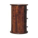 3 Drawer Chestnut Sheesham Drum - Image 7